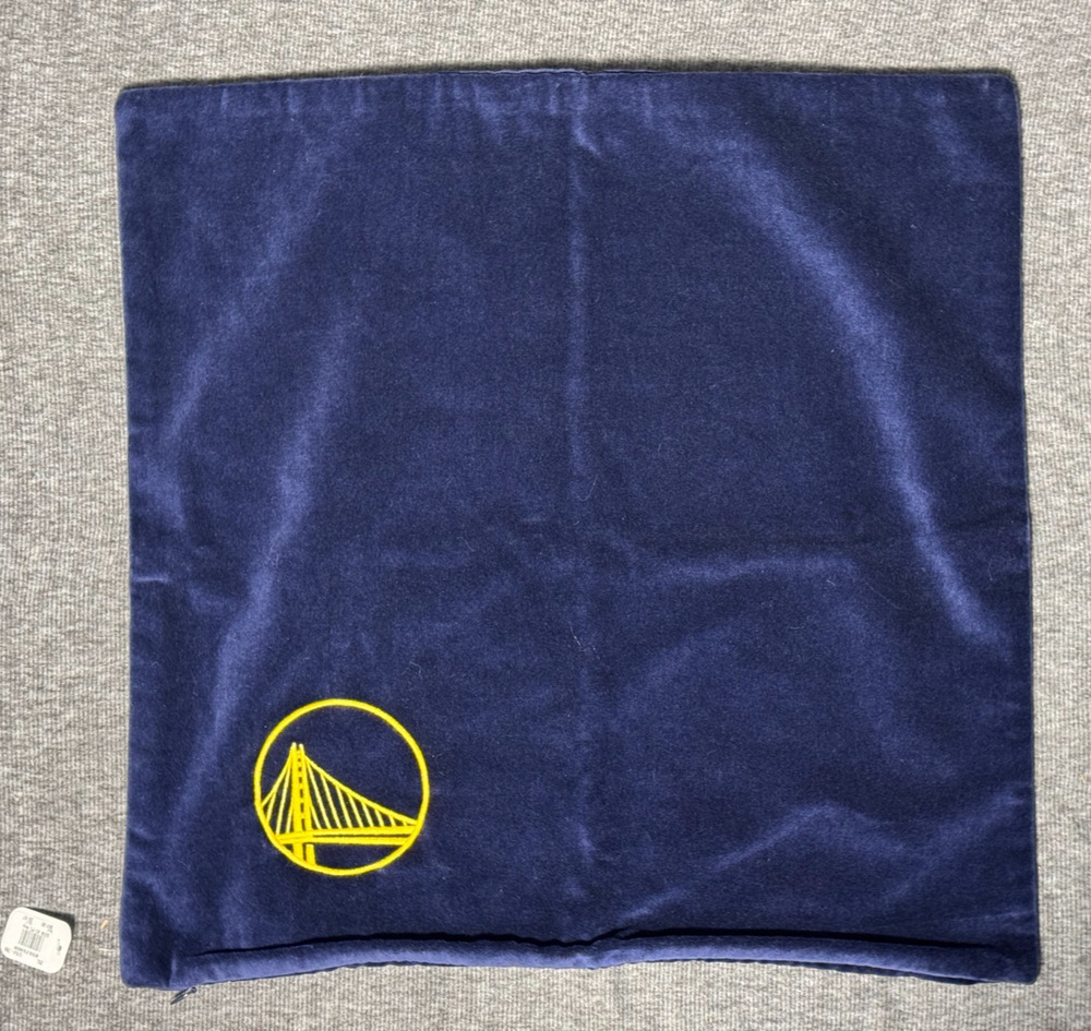 (2) Pottery Barn NBA Golden State Warriors Navy Cotton Velvet Accent Pillow - 2